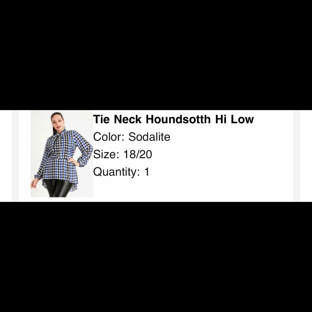 Tie neck houndstooth blouse